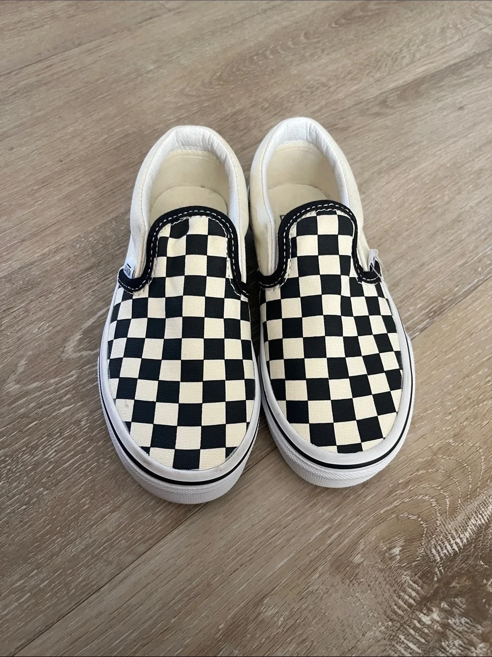 Brand new! Vans Kids Slip-On Checkerboard Canvas Shoes - Black & Cream